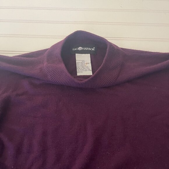 Sag Harbor Turtleneck Sweater Plum 100% Acrylic Size Large Long Sleeve - Picture 3 of 11